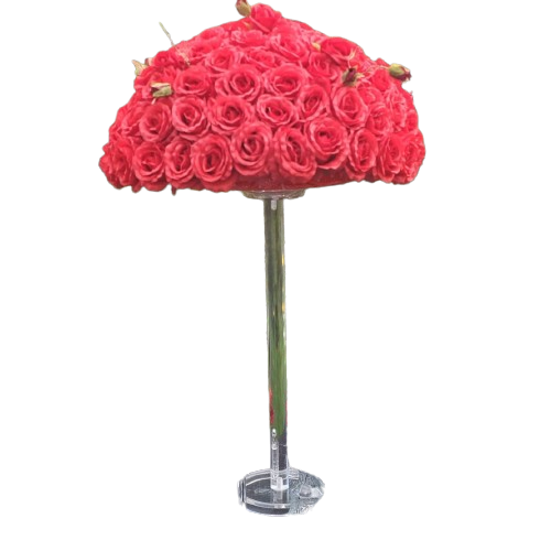 Tall Acrylic Stand w/ Red Floral Arrangement