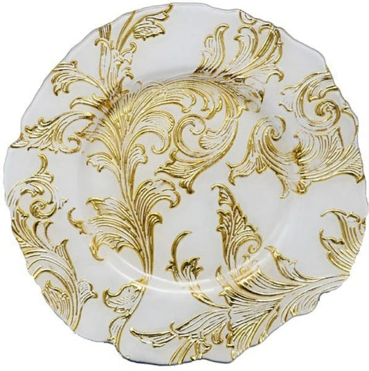 White w/ Gold Flowery Design