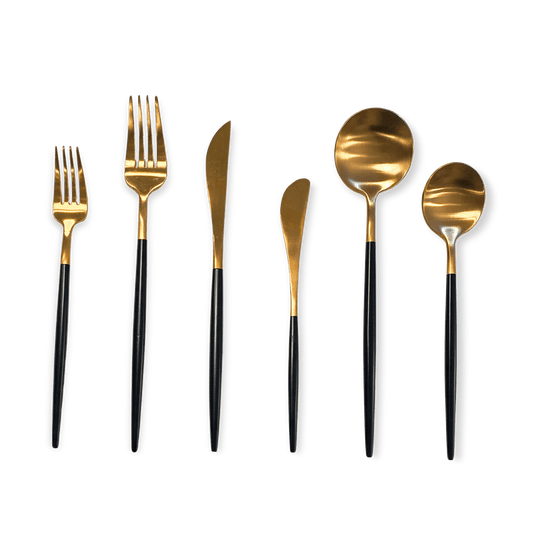 Opulence Gold w/ Black Handle Cutlery Set