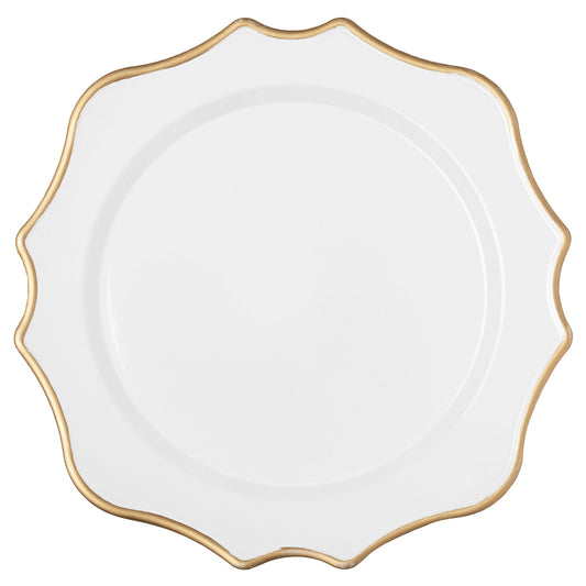 White Scalloped w/ Gold Rim