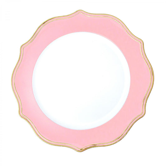 White and Pink Scalloped w/ Gold Rim