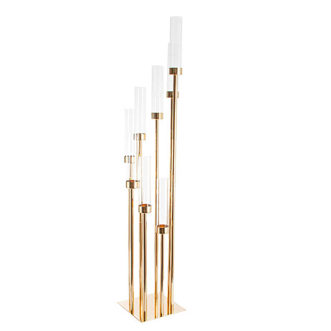 8 Armed Gold w/ Glass Candelabra