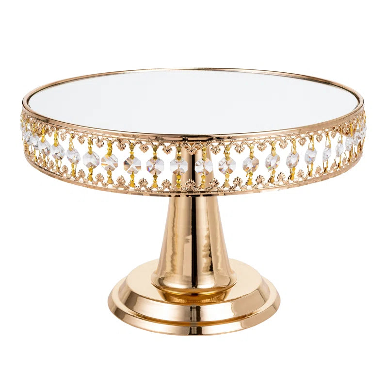 Gold w/ Centered Diamonds Elevated Cake Stand