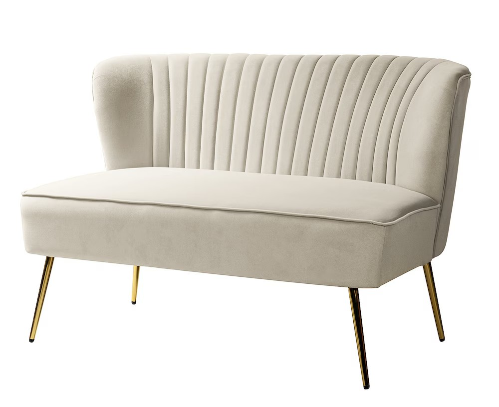 Ivory Velvet Love Seat