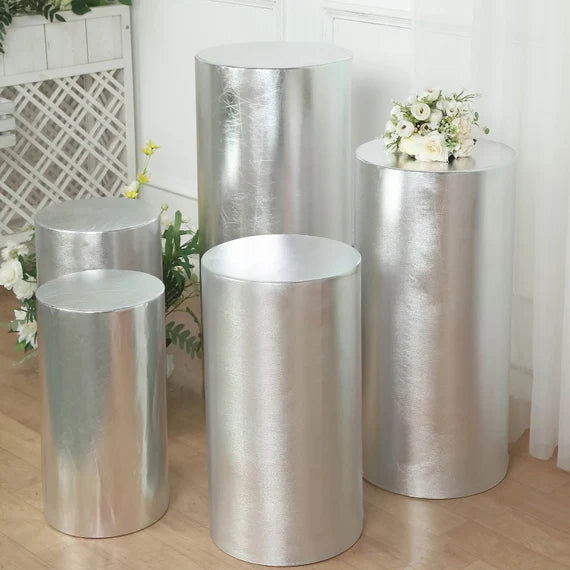 Silver Cylinder Plinths