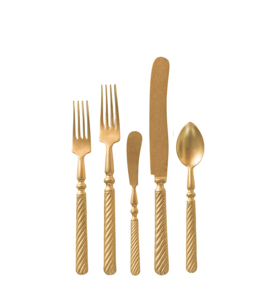 Vintage Matte Gold Cutlery Set