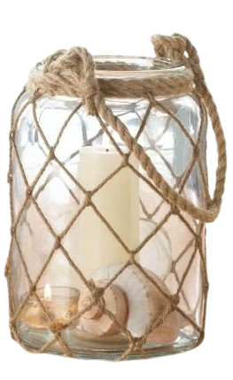 Large Glass Candle Holder w/ Rope