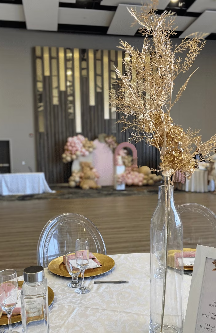 Glass Vase w/ Gold Leaves